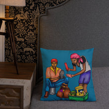 Load image into Gallery viewer, Pistach Griye Pillow - Blue/White