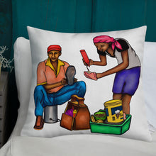 Load image into Gallery viewer, Pistach Griye Pillow - Blue/White