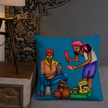 Load image into Gallery viewer, Pistach Griye Pillow - Blue/White