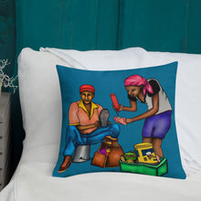 Load image into Gallery viewer, Pistach Griye Pillow - Blue/White
