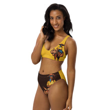 Load image into Gallery viewer, Bourik - High-Waisted Bikini - Yellow &amp; Brown
